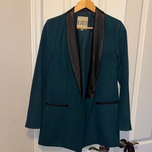 BB Dakota Women's Teal Blazer with faux leather Black Trim